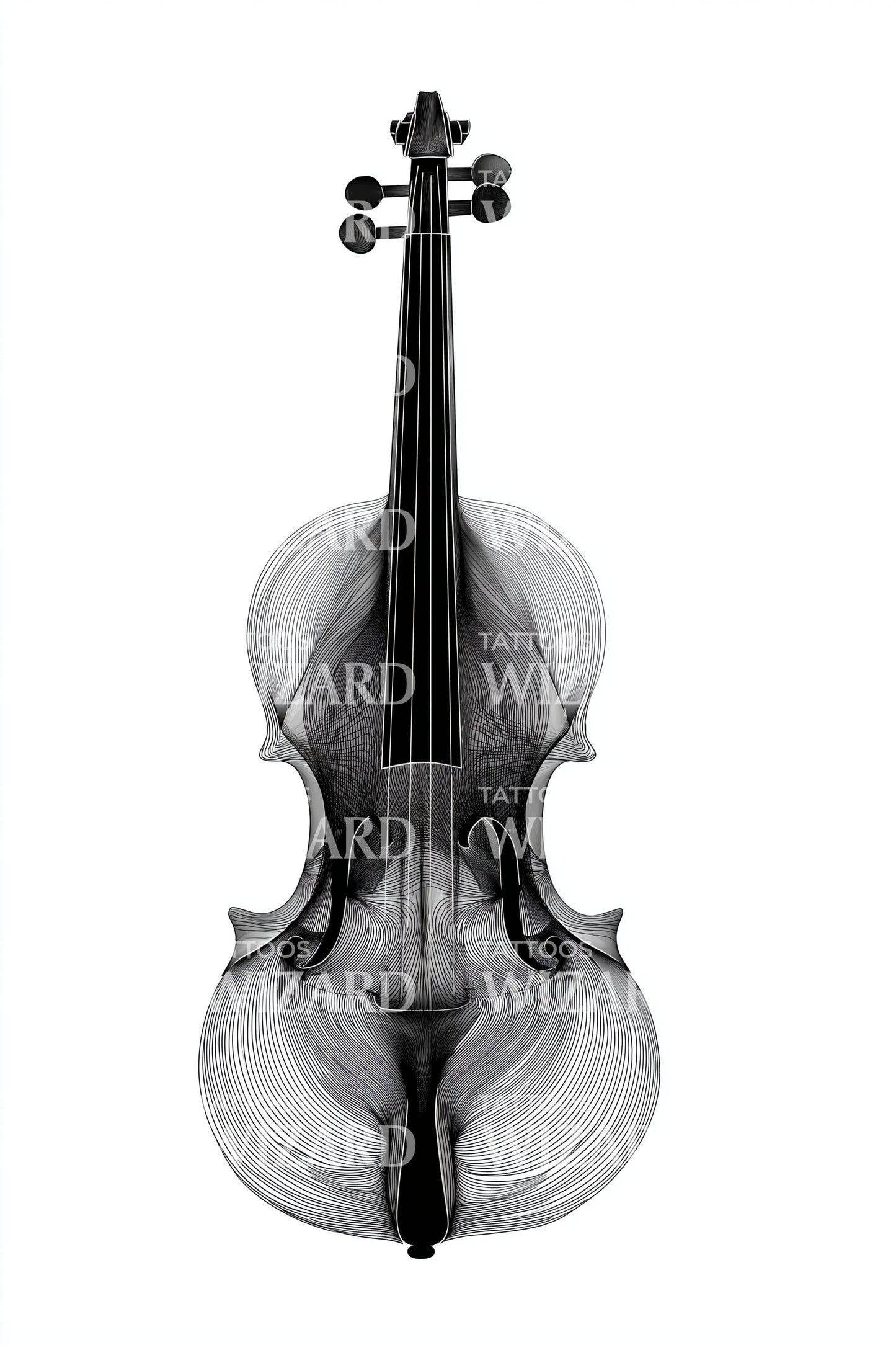 Design de Tatuagem Blackwork Clássico de Violino