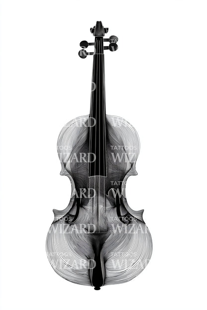 Desenho de Tatuagem Blackwork de Violino Clássico