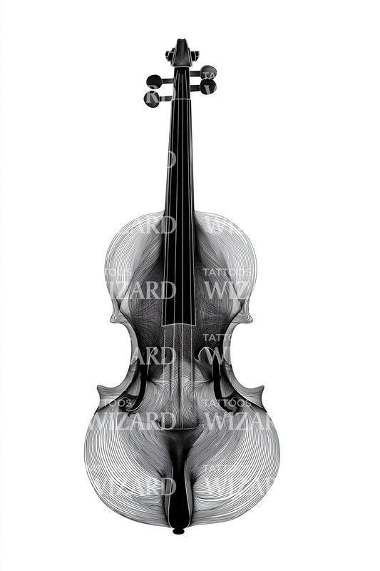 Design de Tatuagem Blackwork Clássico de Violino
