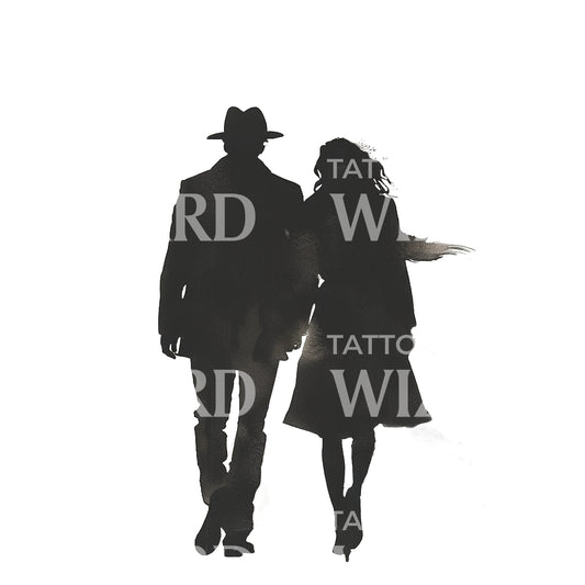 Classy Couple Silhouette Tattoo Design