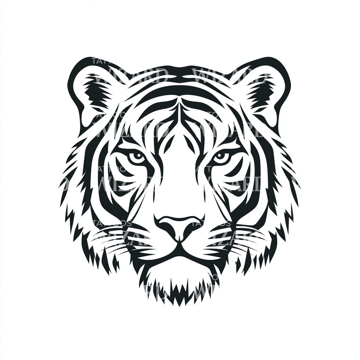 Clean Outline Tiger Tattoo Idea