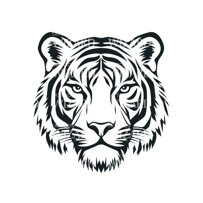 Clean Outline Tiger Tattoo Idea