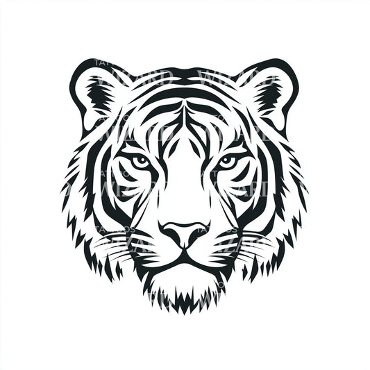 Clean Outline Tiger Tattoo Idea