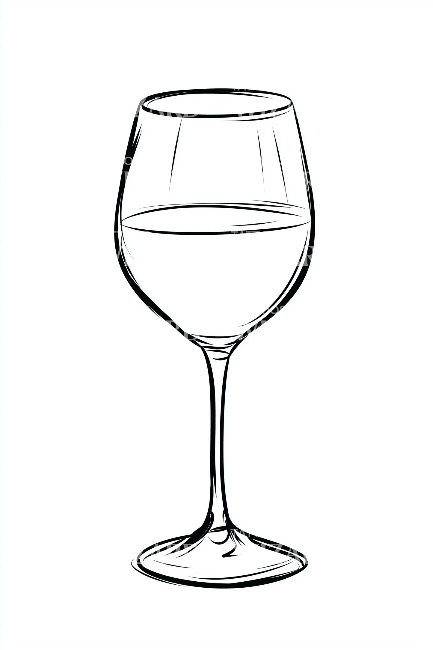 Clean Wine Goblet Outline Tattoo Design