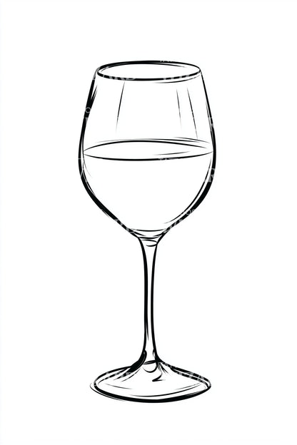 Clean Wine Goblet Outline Tattoo Design