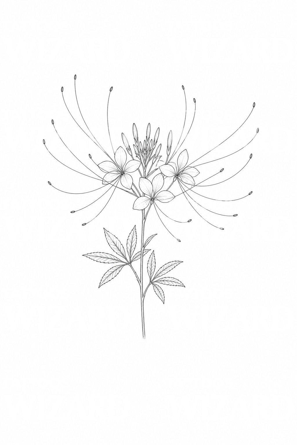 Cleome Spider Flower Tattoo Illustration