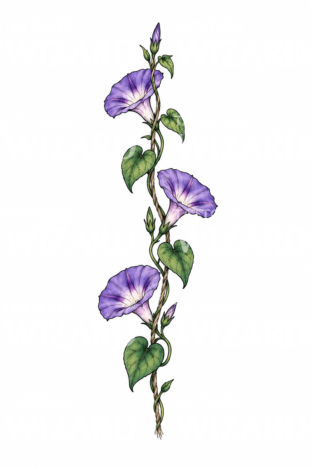 Skisstatuering med klättrande blomman för dagen