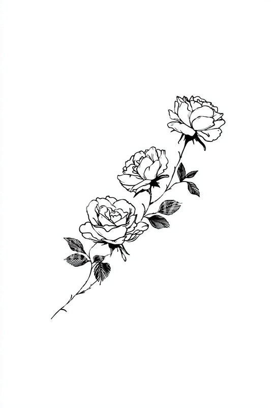 Climbing Rose Branch Tattoo Design