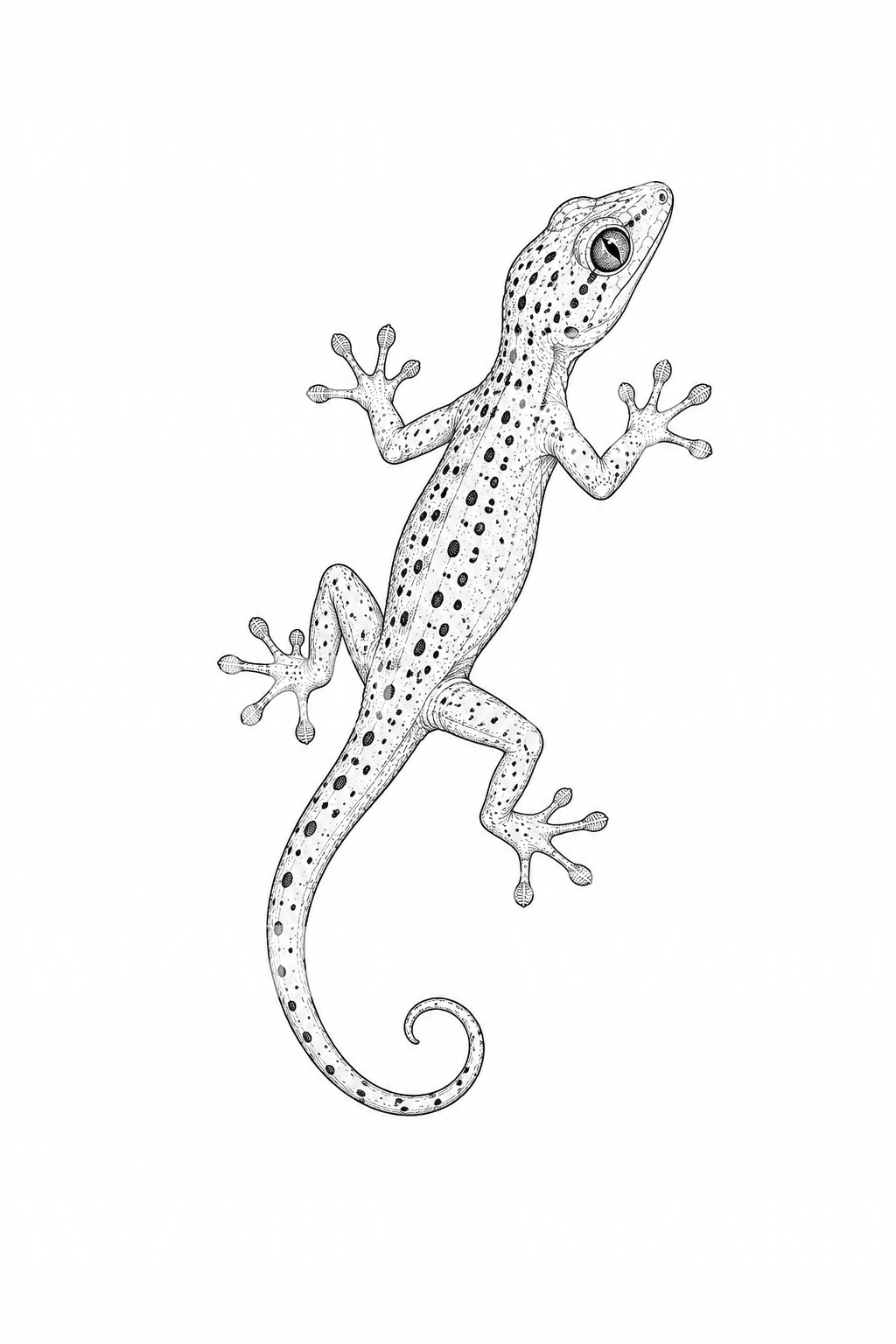 Climbing Spotted Gecko Fine Line Tattoo