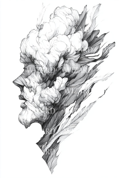 Cloudborne Profile Portrait Tattoo Design