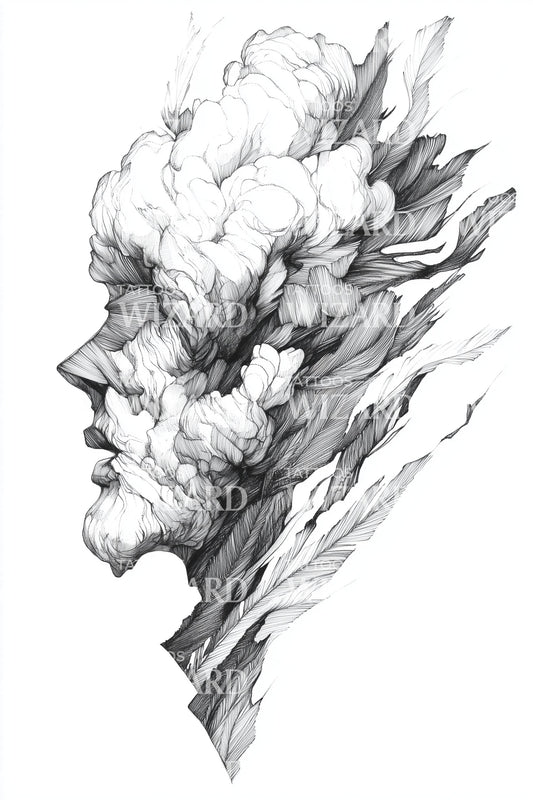 Cloudborne Profile Portrait Tattoo Design