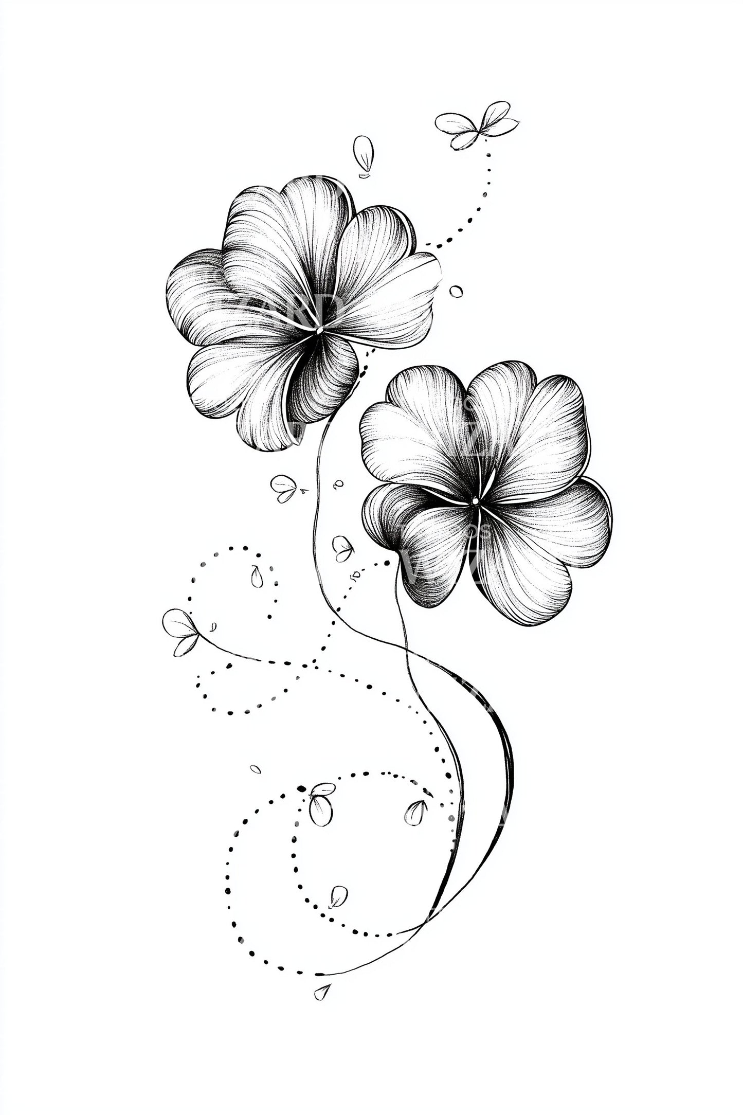 Clover Dotted Swirl Tattoo Design