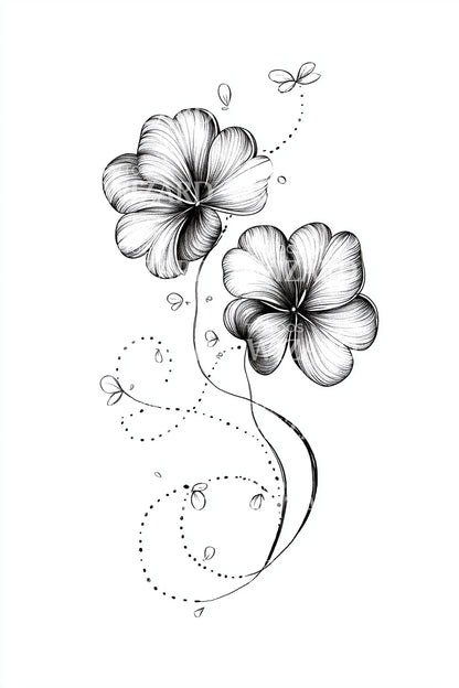 Clover Dotted Swirl Tattoo Design