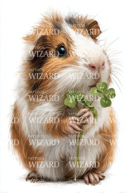 Clover Guinea Pig Tattoo Illustration