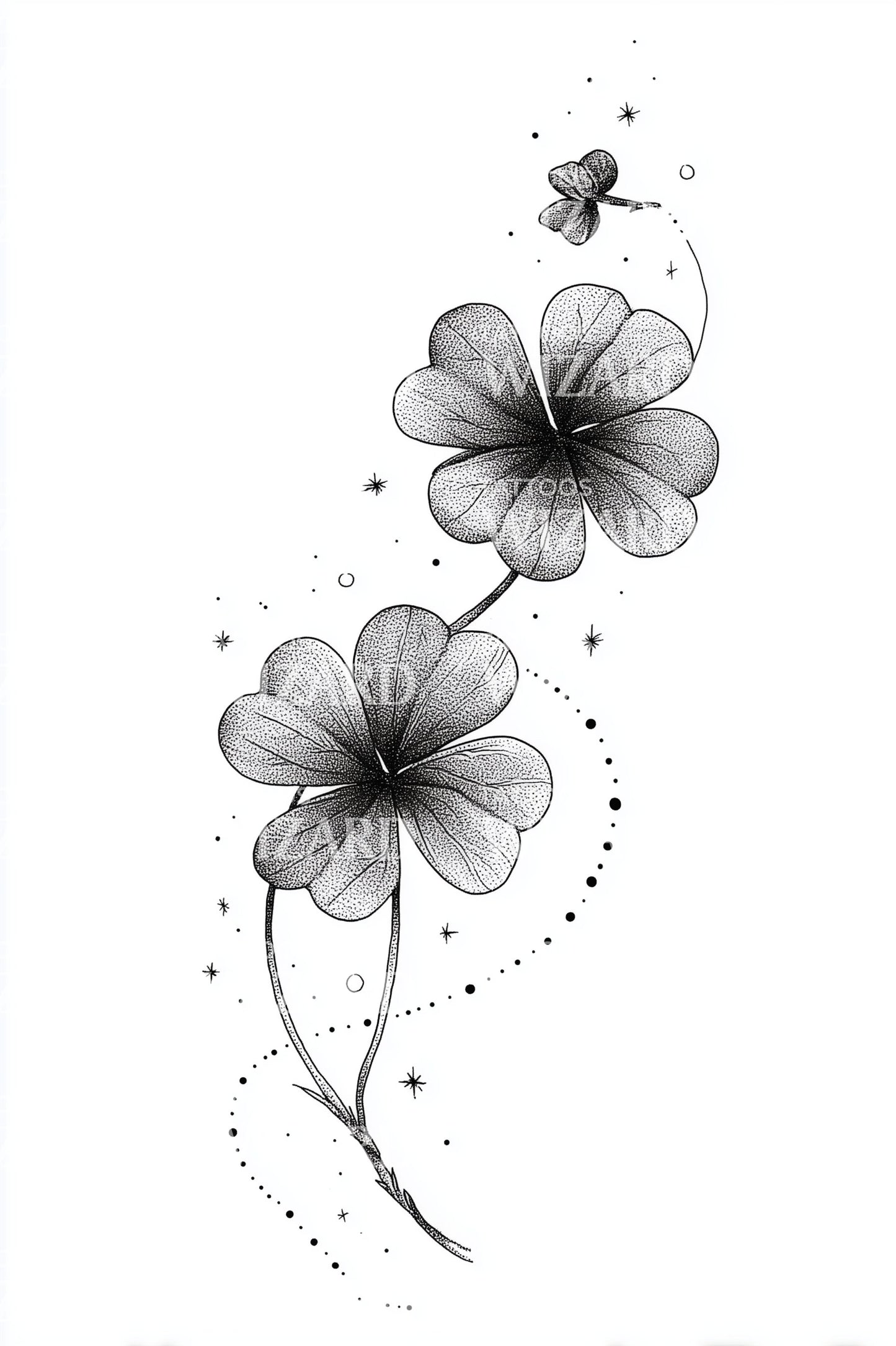Clover Vine Trio Tattoo Illustration