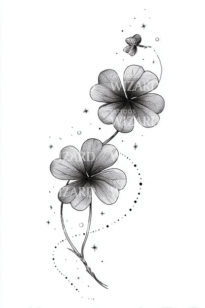 Clover Vine Trio Tattoo Illustration