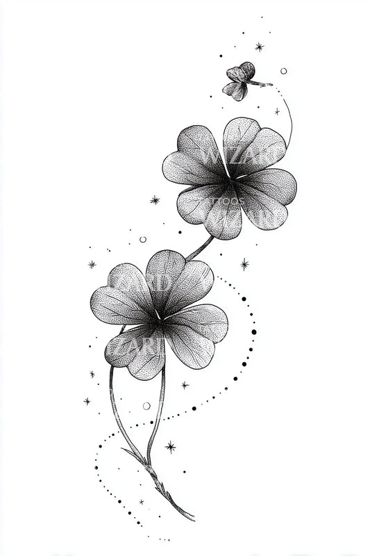 Clover Vine Trio Tattoo Illustration