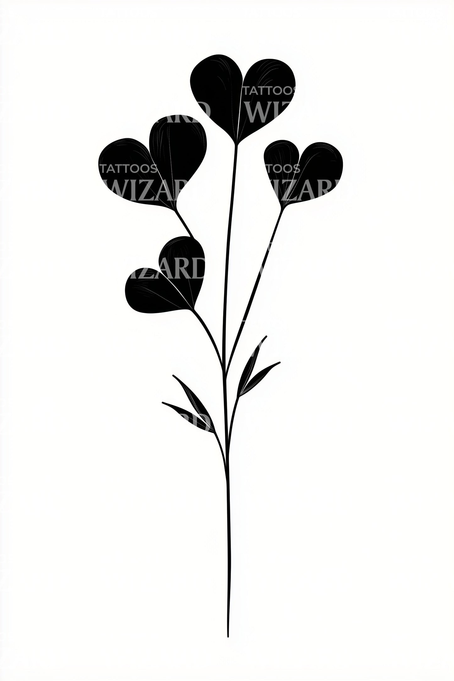 Clustered Heart Leaves Tattoo Design