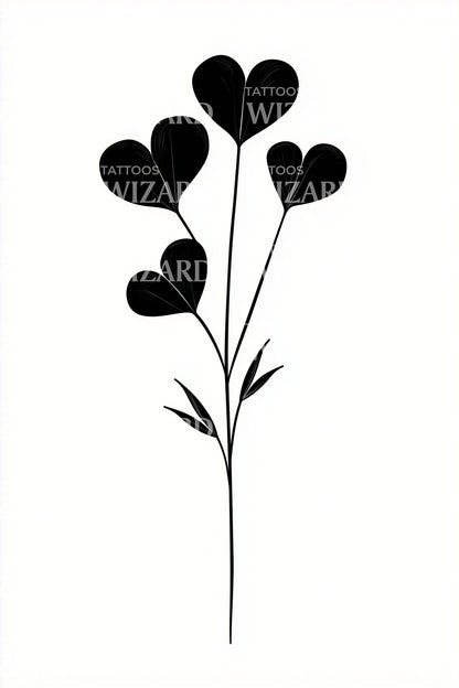 Clustered Heart Leaves Tattoo Design