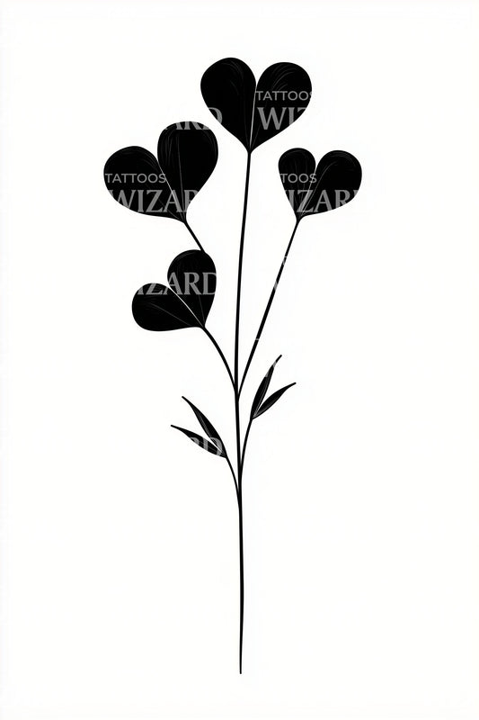 Clustered Heart Leaves Tattoo Design