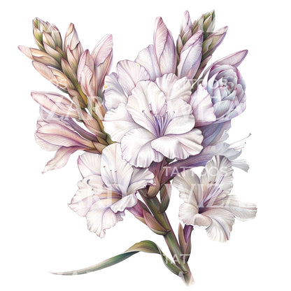 Luscious White Flowers Bouquet Tattoo Design