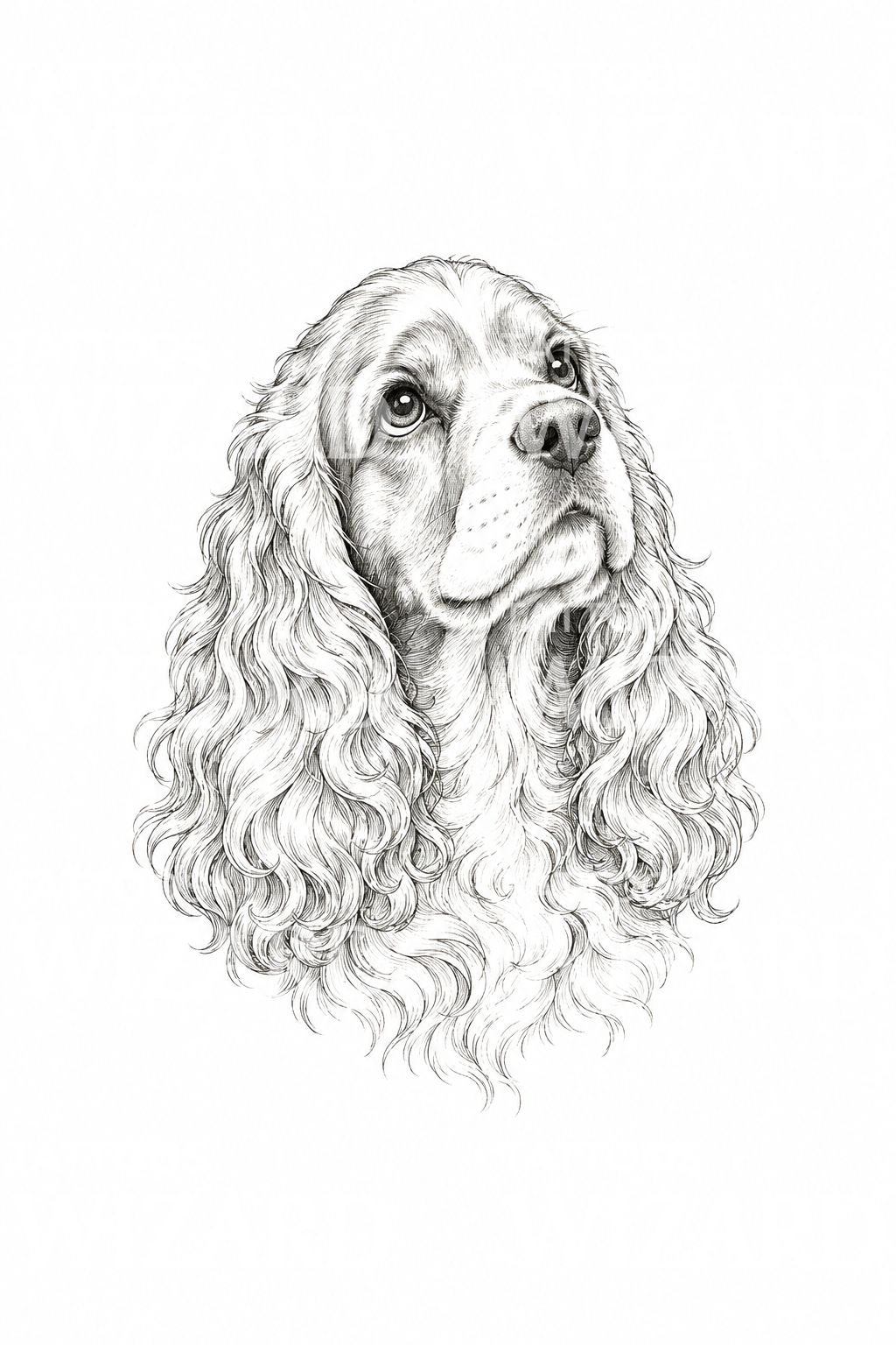 Fine line Cocker Spaniel portre dövmesi