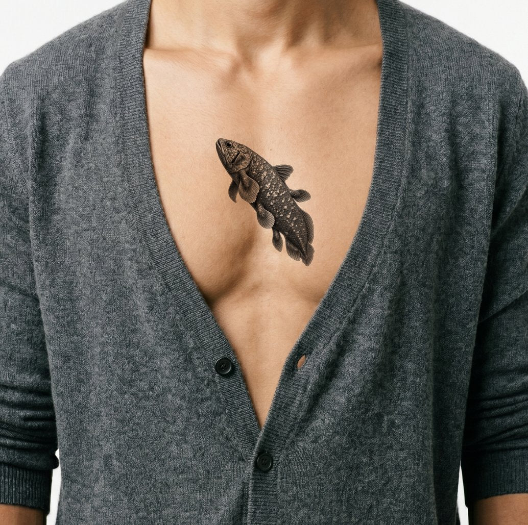 Coelacanth Living Fossil Tattoo Design