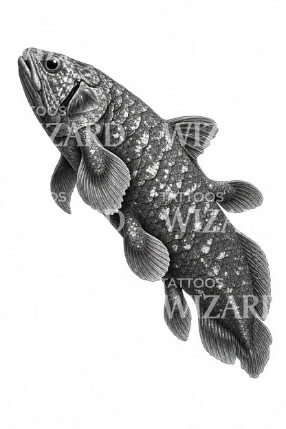 Coelacanth Living Fossil Tattoo Design