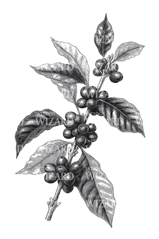 Coffee Berry Botanical Tattoo Design