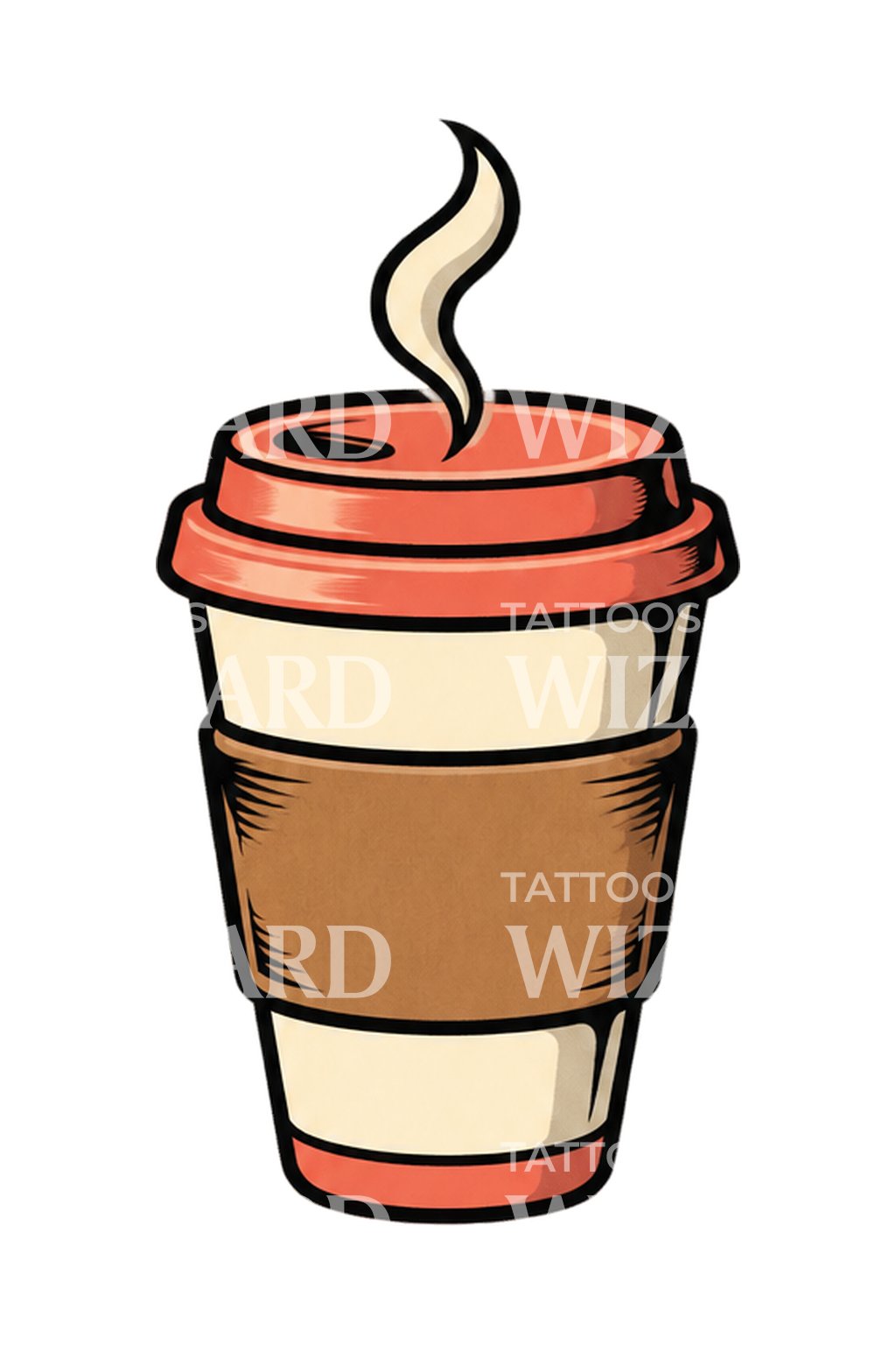 Oldschool-tatovering med kaffekopp