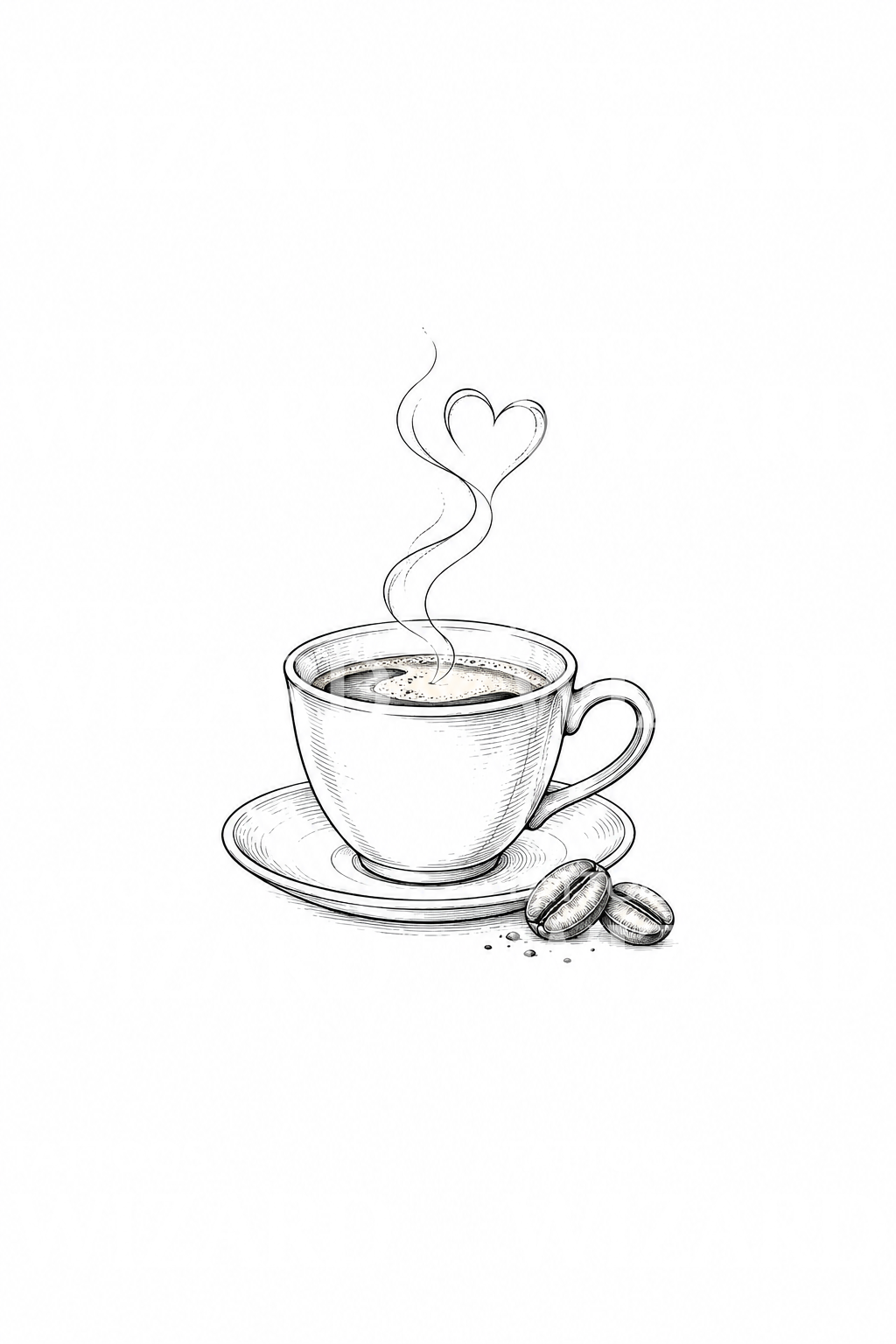 Tatueringsidé med kaffekopp och hjärtformad ånga