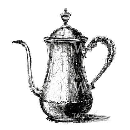 Coffee Pot Drawing Tattoo Idea