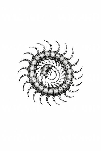 Sammenrullet tusindbensspiral, dotwork-tatoveringsidé