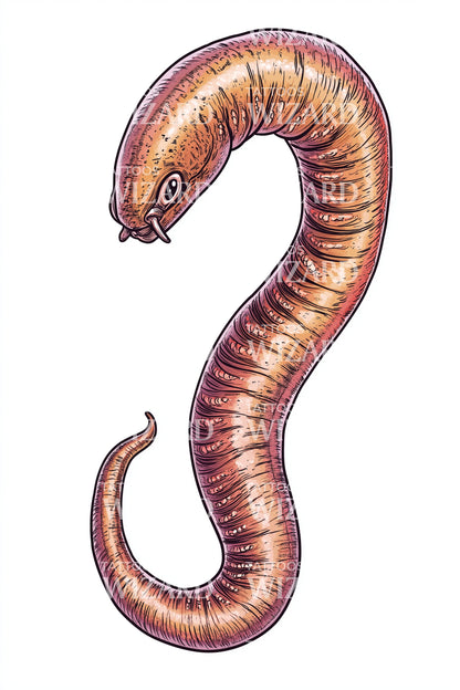 Coiled Earthworm Tattoo Illustration