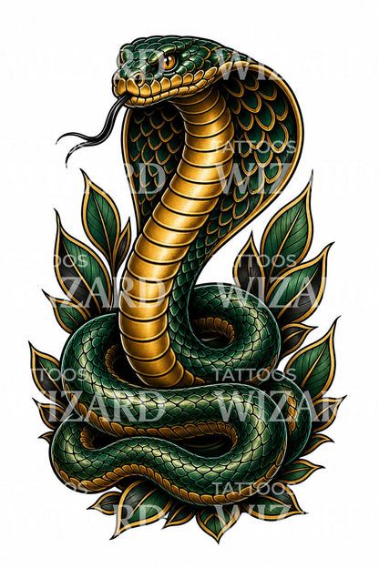 Coiled King Cobra Tattoo Design