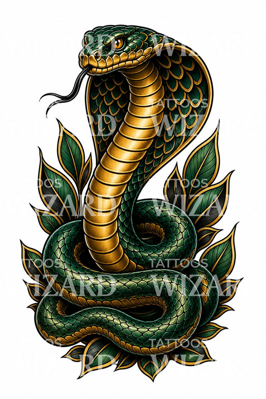Coiled King Cobra Tattoo Design