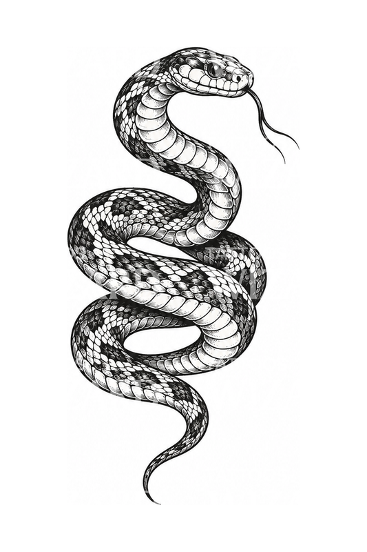 Coiled Snake Sketch Tattoo