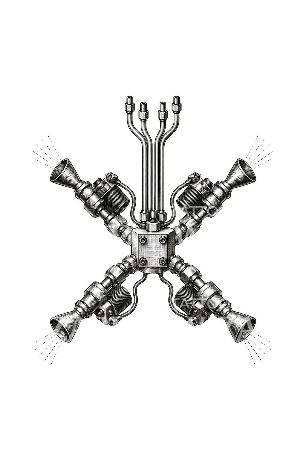 Cold Gas Thruster Cluster Tattoo Illustration