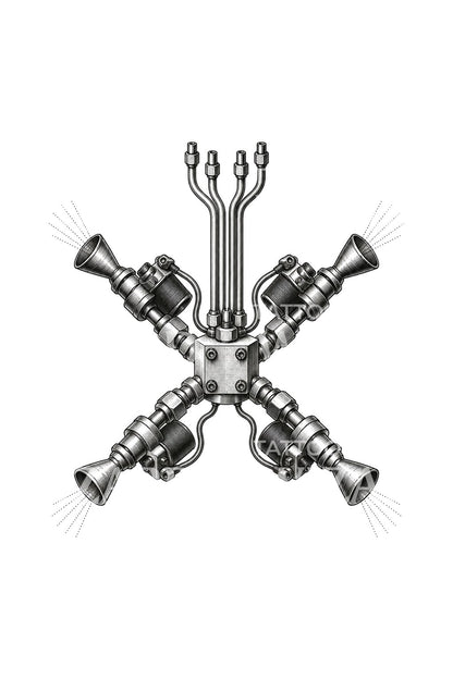 Cold Gas Thruster Cluster Tattoo Illustration