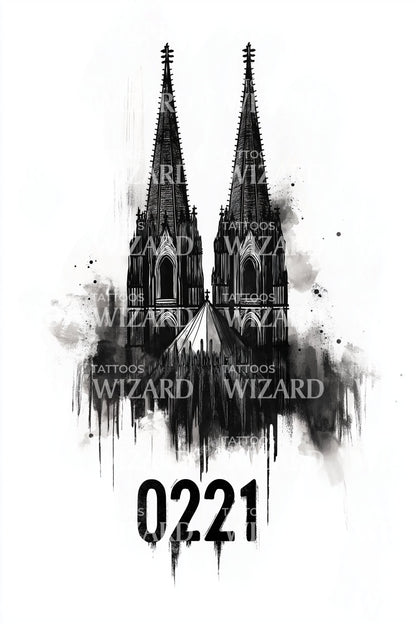 Cologne 0221 Cathedral Spires Tattoo Design