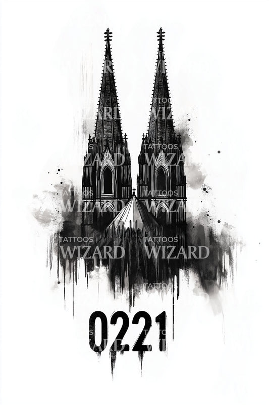 Cologne 0221 Cathedral Spires Tattoo Design