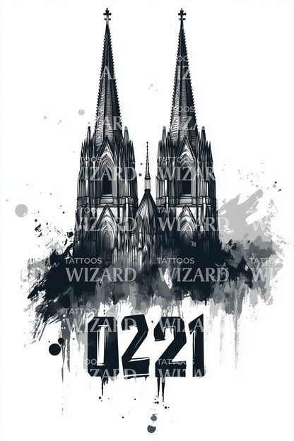 Cologne 0221 Gothic Spires Tattoo Illustration