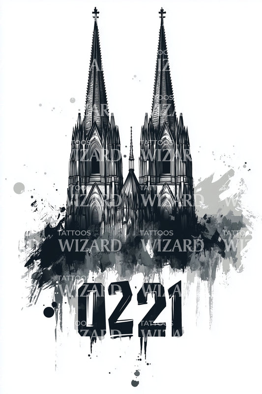 Cologne 0221 Gothic Spires Tattoo Illustration