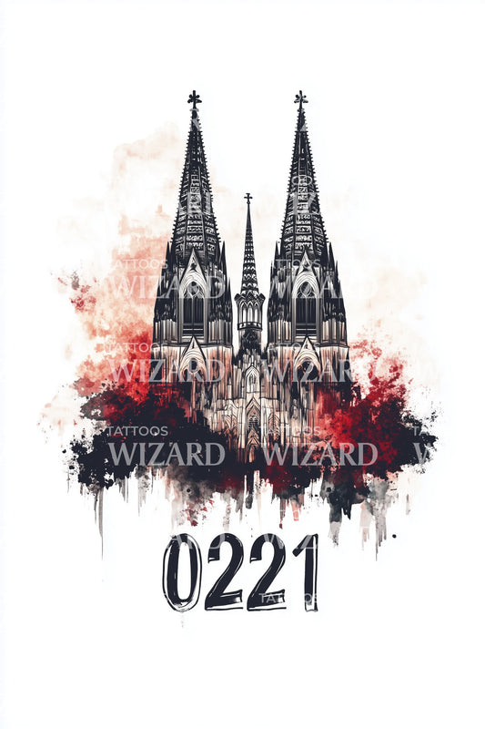 Cologne 0221 Red Wash Cathedral Tattoo Idea