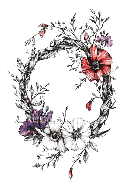 Color Accent Wreath Tattoo Illustration