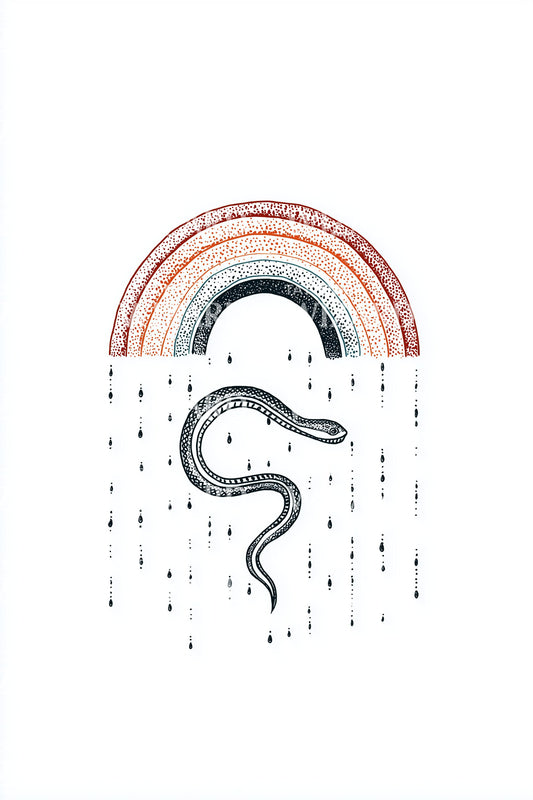 Color Rain Snake Tattoo Illustration