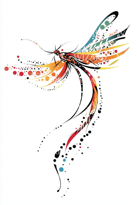 Color Splash Phoenix Tattoo Design