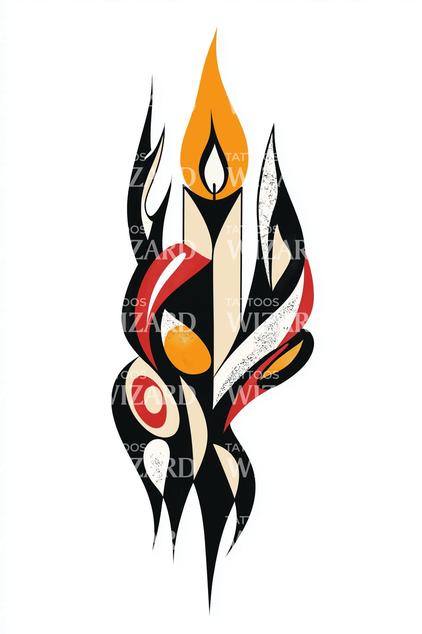 Design de tatouage flamme abstraite éclat de couleur