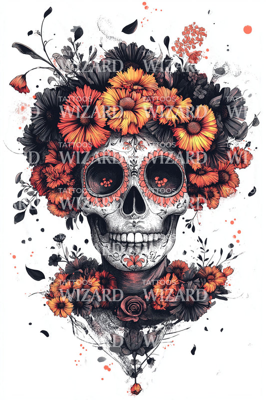 Тату-дизайн Colorburst Calavera Marigold