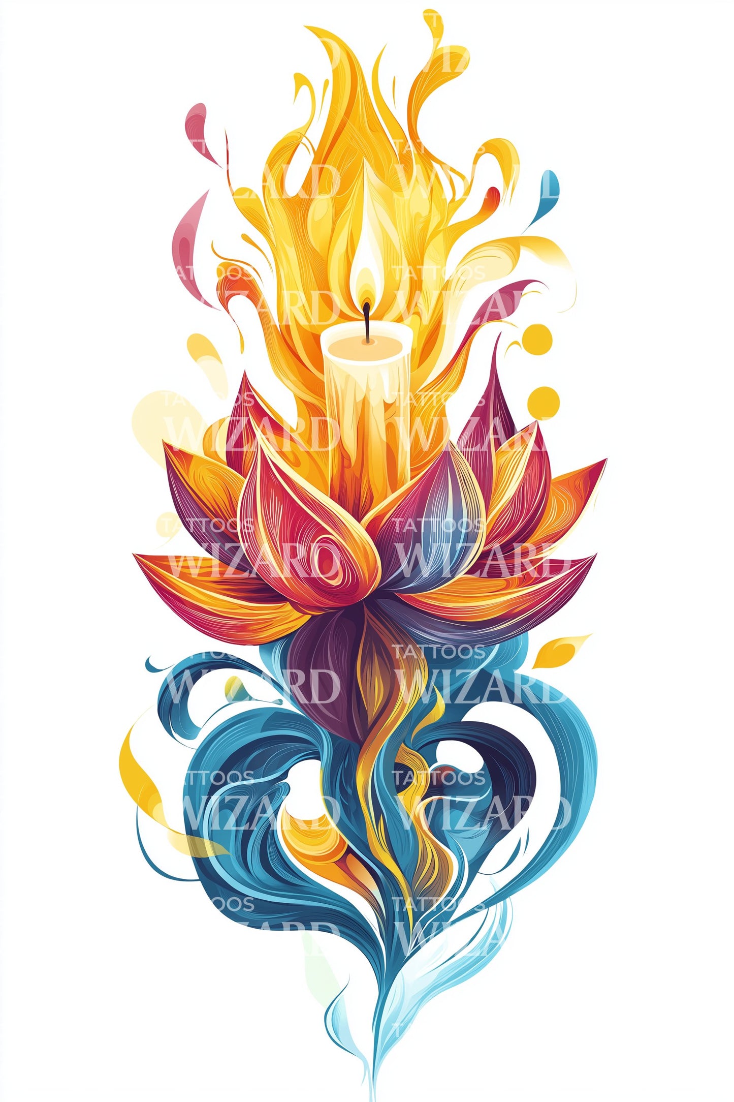 Colorburst Flammhjärta Tatuering Idé